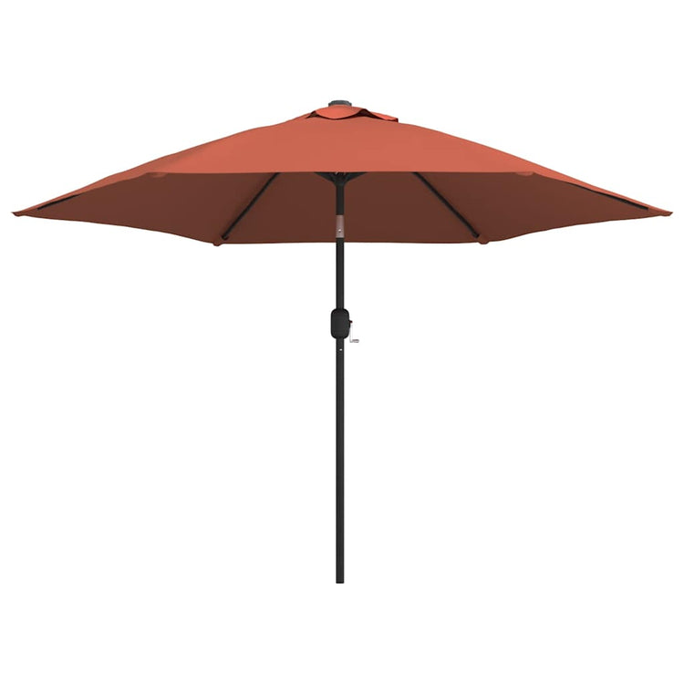Parasol vidaxl avec éclairage LED et poteau en acier 300 cm en terre cuite