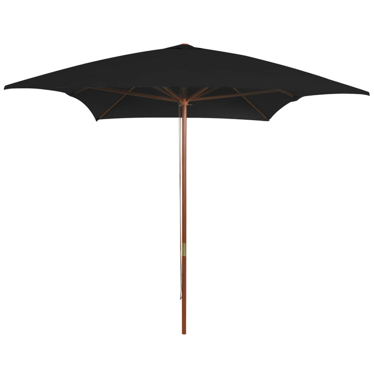 Parasol vidaxl avec poteau en bois 200x300 cm noir