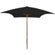 Parasol vidaxl avec poteau en bois 200x300 cm noir