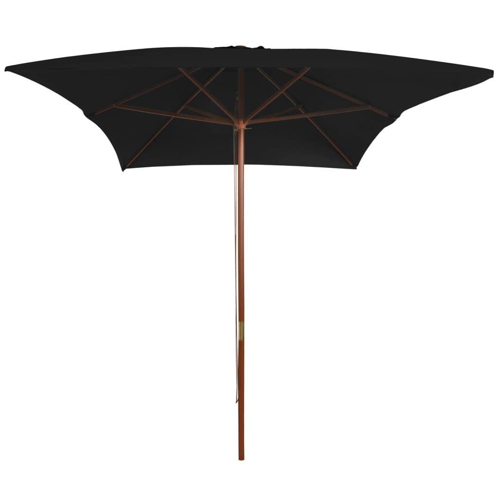 Parasol vidaxl avec poteau en bois 200x300 cm noir
