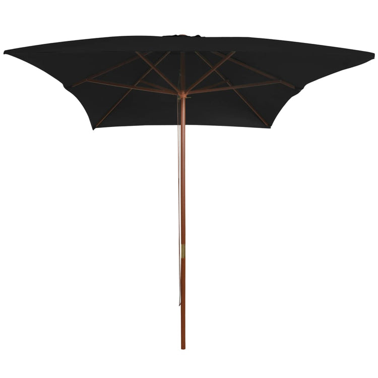 Parasol vidaxl avec poteau en bois 200x300 cm noir