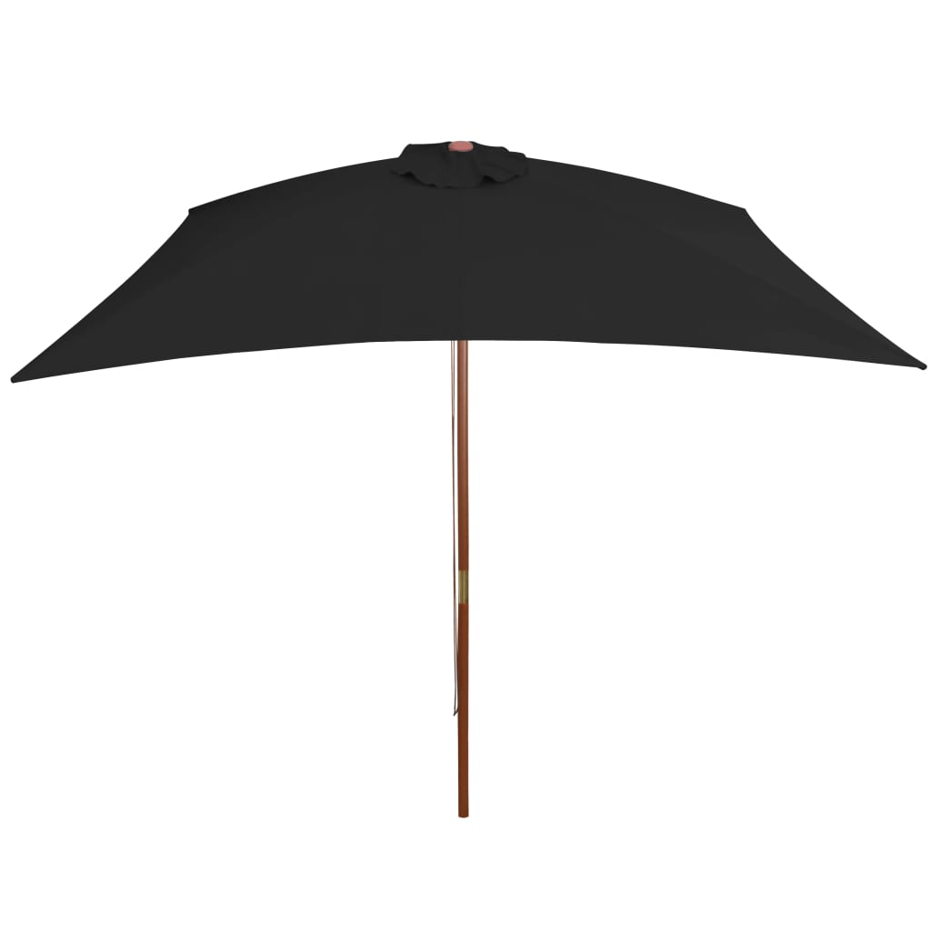 Parasol vidaxl avec poteau en bois 200x300 cm noir
