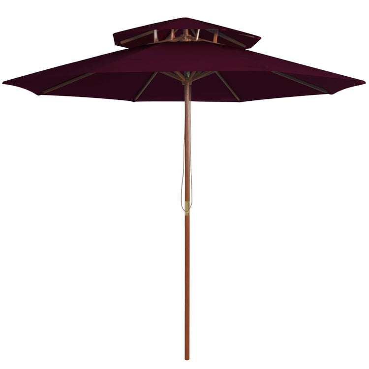 Vidaxl Parasol Double Decker avec poteau en bois 270 cm Bordeaux rouge