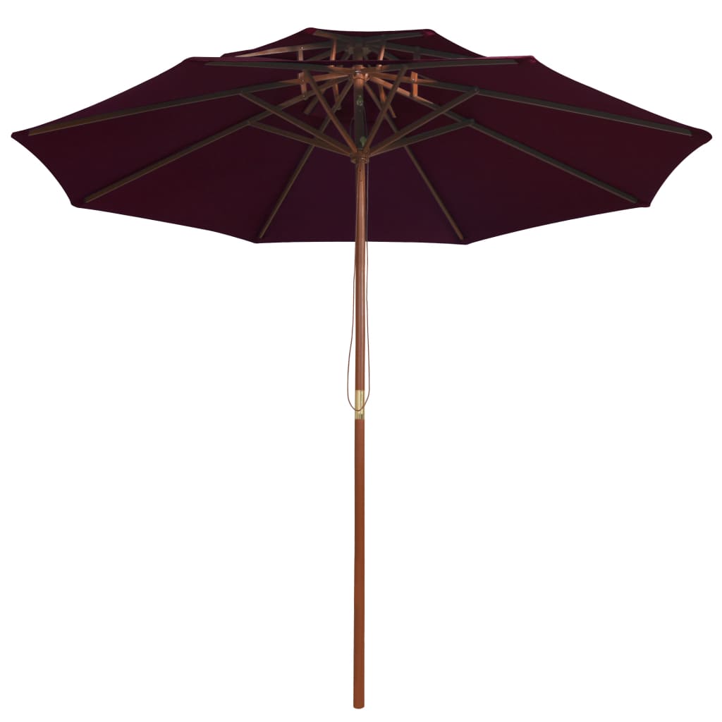 Vidaxl Parasol Double Decker avec poteau en bois 270 cm Bordeaux rouge