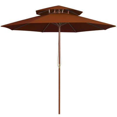 Vidaxl Parasol Double-Beker avec poteau en bois 270 cm en terre cuite -colored
