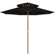 Vidaxl Parasol Double Decker avec poteau en bois 270 cm noir