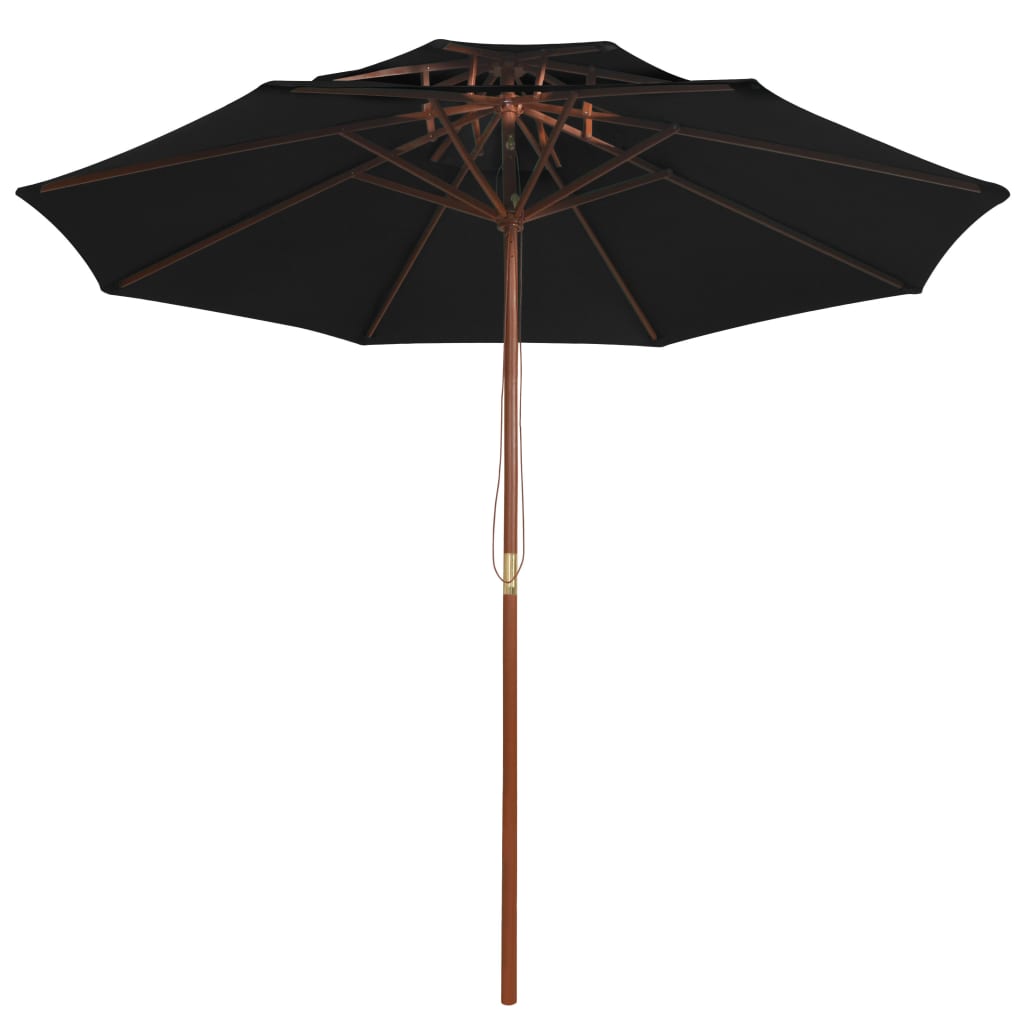 Vidaxl Parasol Double Decker avec poteau en bois 270 cm noir
