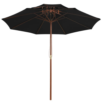 Vidaxl Parasol Double Decker avec poteau en bois 270 cm noir
