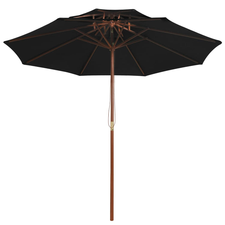 Vidaxl Parasol Double Decker avec poteau en bois 270 cm noir