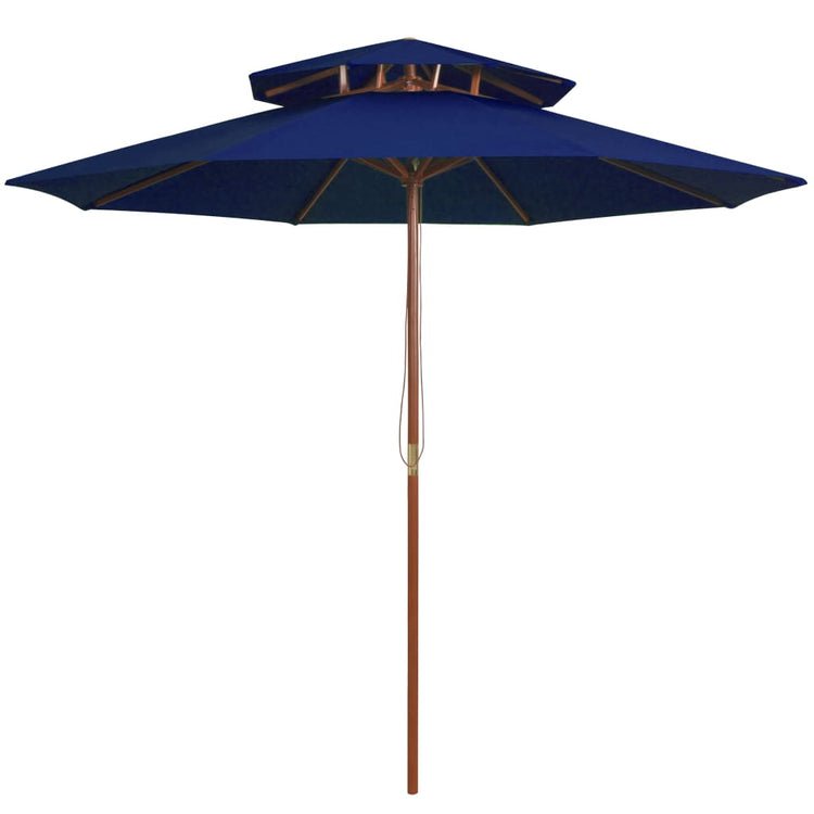 Vidaxl Parasol Double Decker avec poteau en bois 270 cm bleu