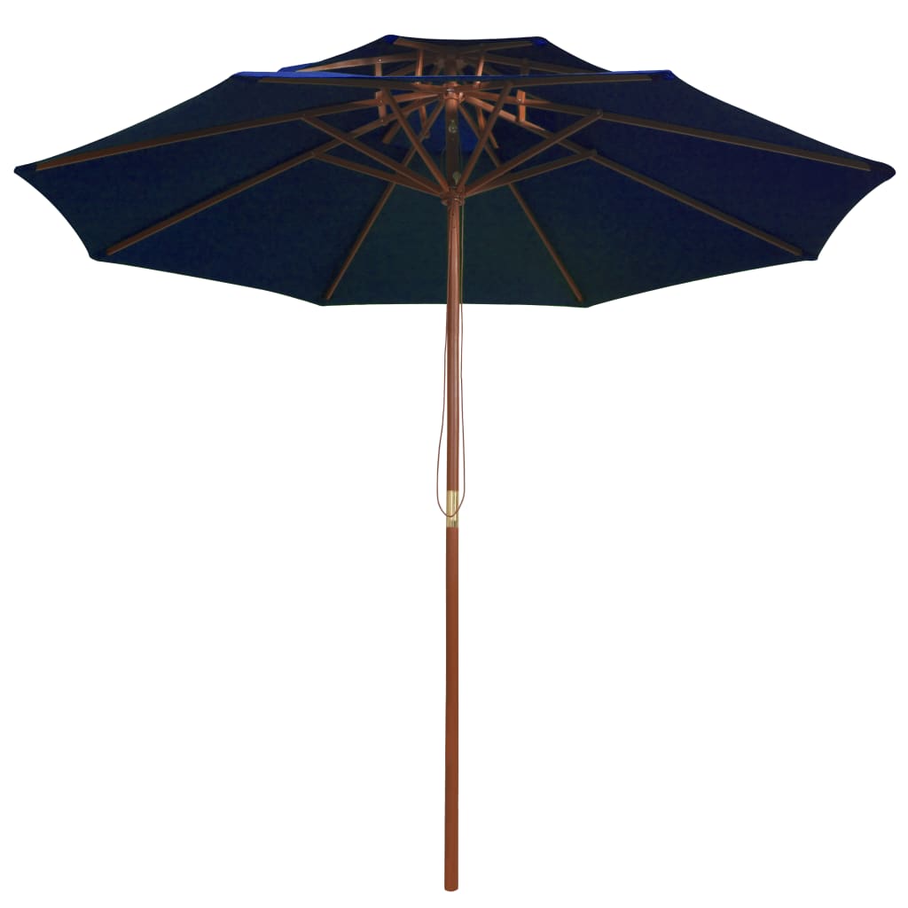 Vidaxl Parasol Double Decker avec poteau en bois 270 cm bleu