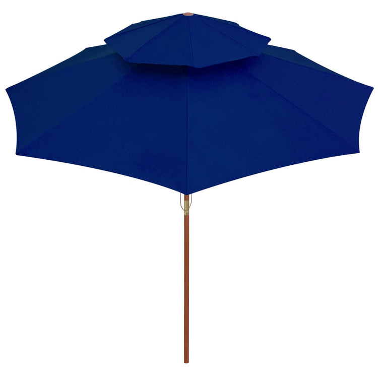 Vidaxl Parasol Double Decker avec poteau en bois 270 cm bleu