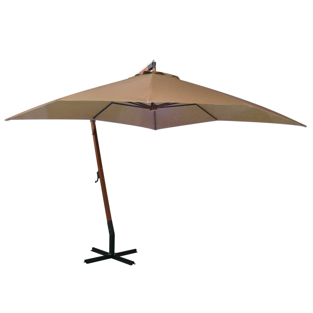 Parasol flottant vidaxl avec pôle 3x3 m de pin solide taupe