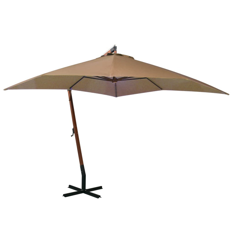 Parasol flottant vidaxl avec pôle 3x3 m de pin solide taupe