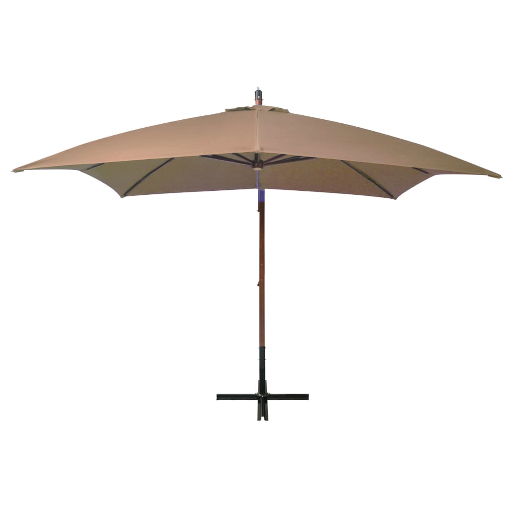 Parasol flottant vidaxl avec pôle 3x3 m de pin solide taupe