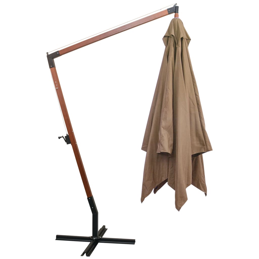 Parasol flottant vidaxl avec pôle 3x3 m de pin solide taupe