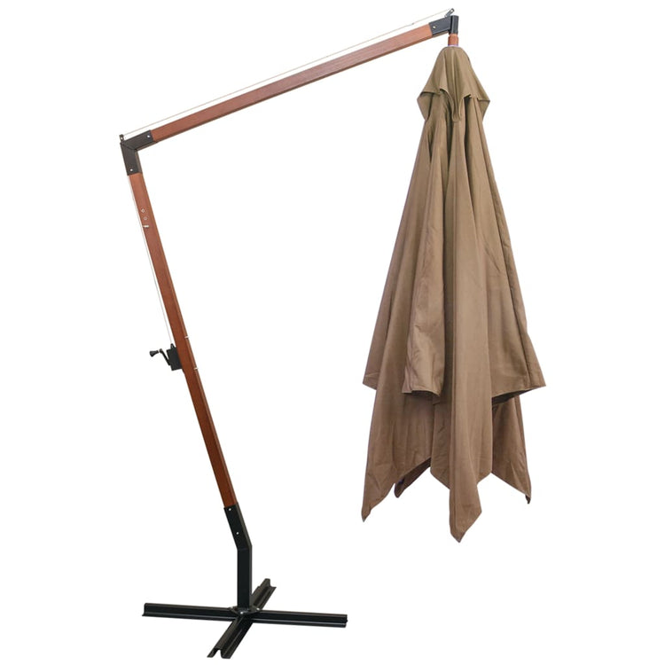 Parasol flottant vidaxl avec pôle 3x3 m de pin solide taupe