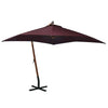 Vidaxl Parasol flottant avec poteau 3x3 m solide Vurenhout Bordeaux rouge