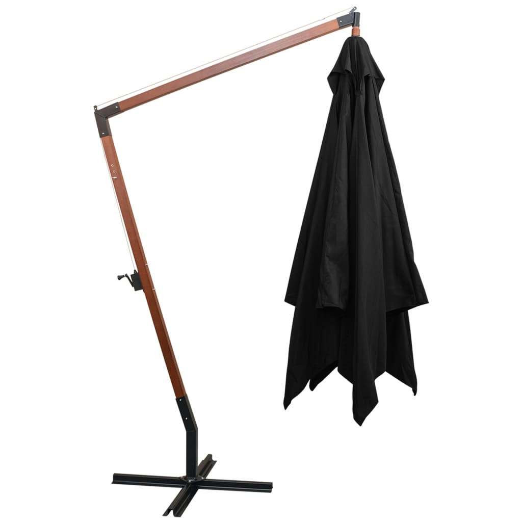 Vidaxl Parasol flottant avec pôle 3x3 m solide solide noir