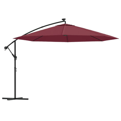 Parasol flottant vidaxl avec éclairage LED 350 cm Bordeaux rouge