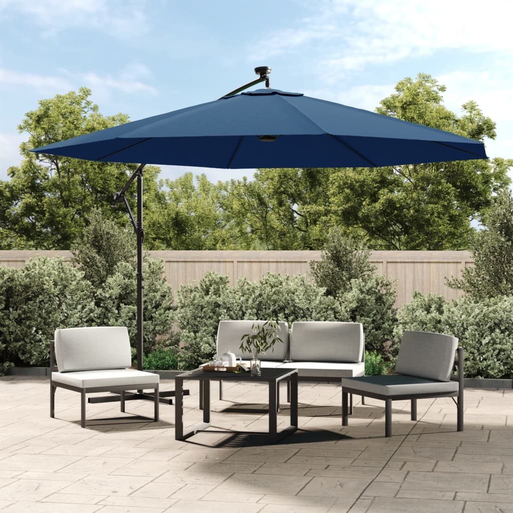 Vidaxl Parasol flottant avec éclairage LED 350 cm Bleu Azure