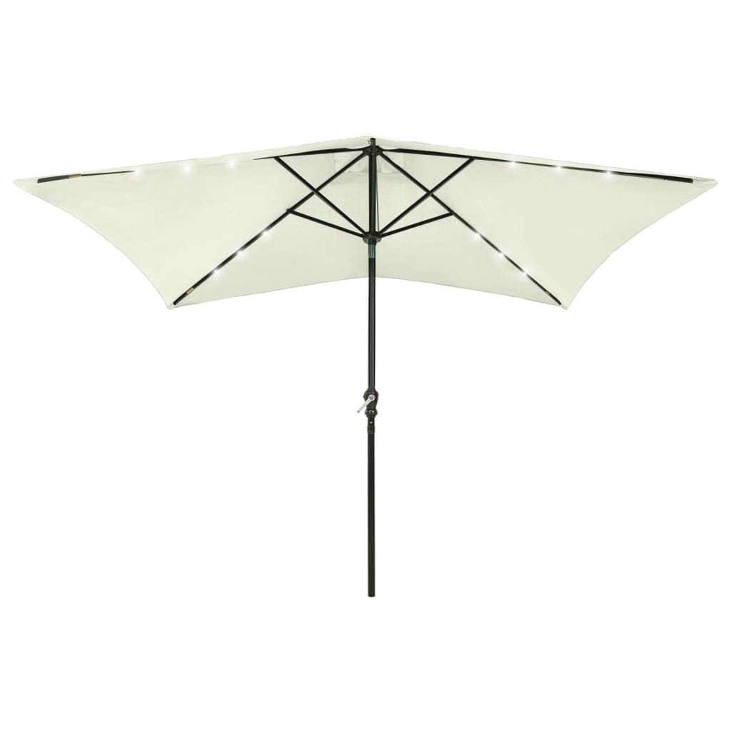 Parasol vidaxl avec LED et poteau en acier 2x3 m de sable
