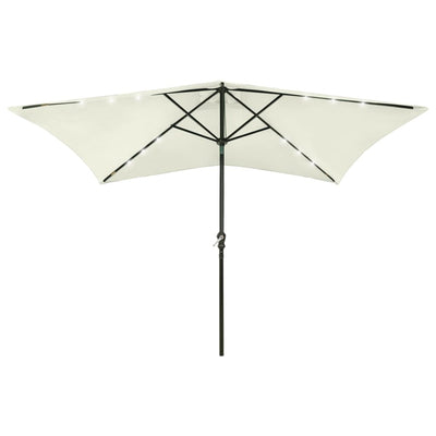 Parasol vidaxl avec LED et poteau en acier 2x3 m de sable