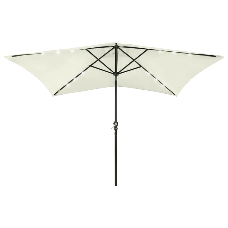 Parasol vidaxl avec LED et poteau en acier 2x3 m de sable