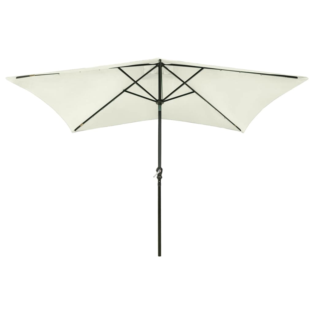 Parasol vidaxl avec LED et poteau en acier 2x3 m de sable
