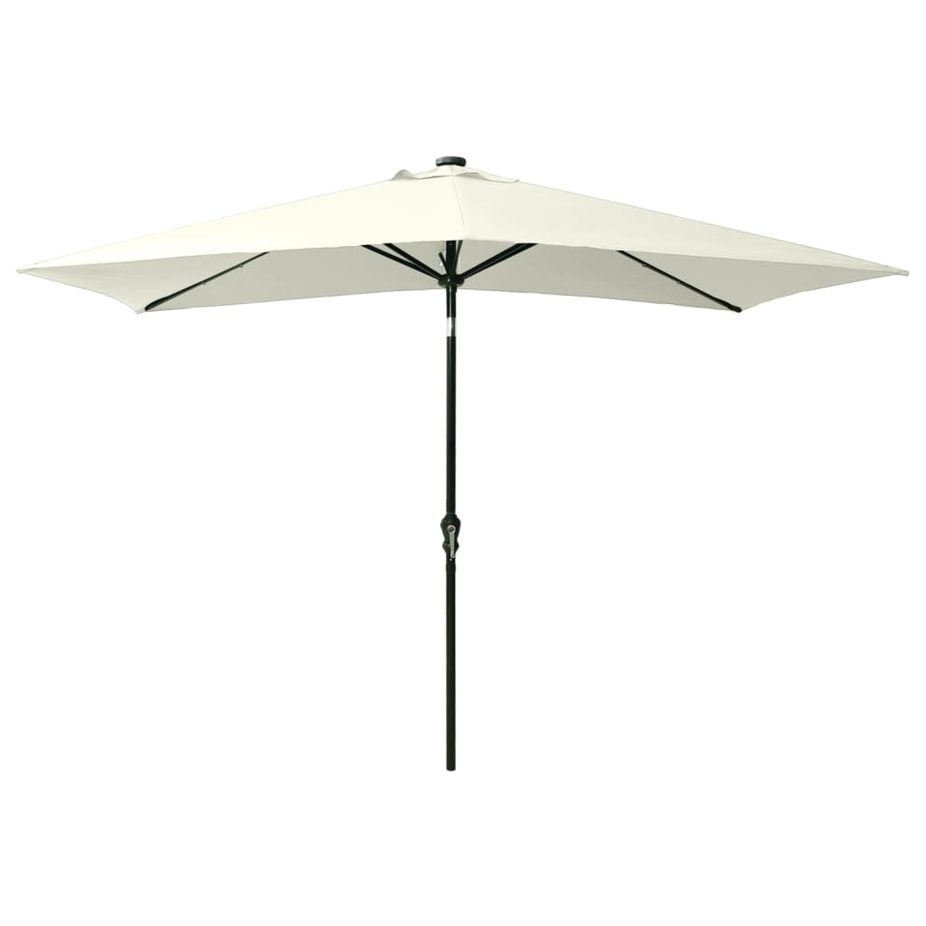 Parasol vidaxl avec LED et poteau en acier 2x3 m de sable