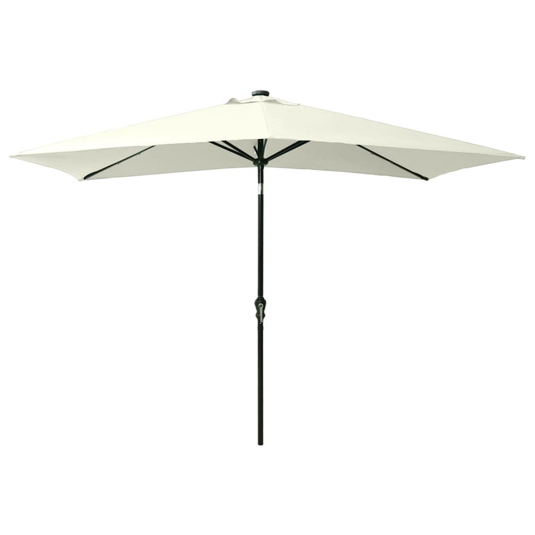 Parasol vidaxl avec LED et poteau en acier 2x3 m de sable