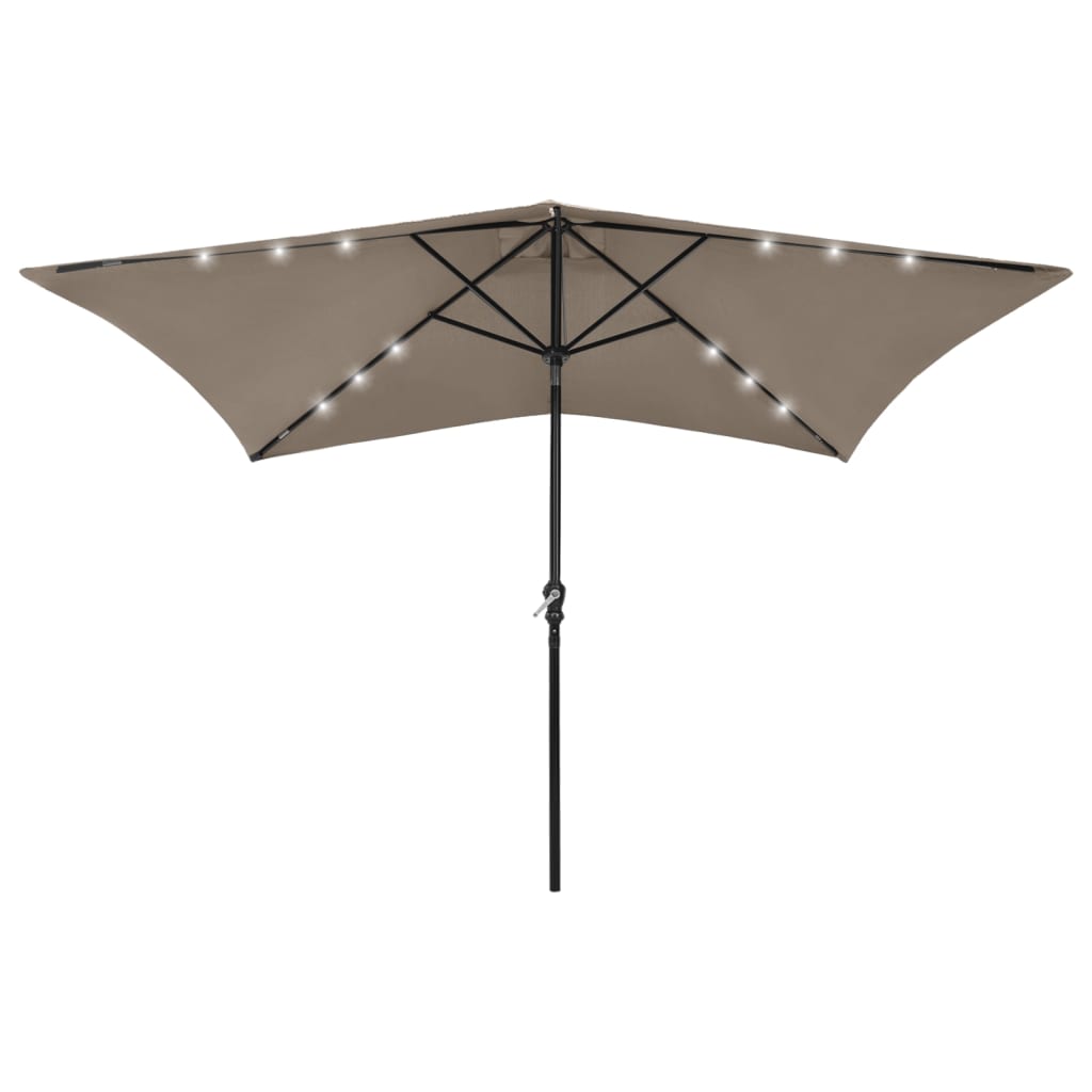 Parasol vidaxl avec LED et poteau en acier 2x3 m taupe