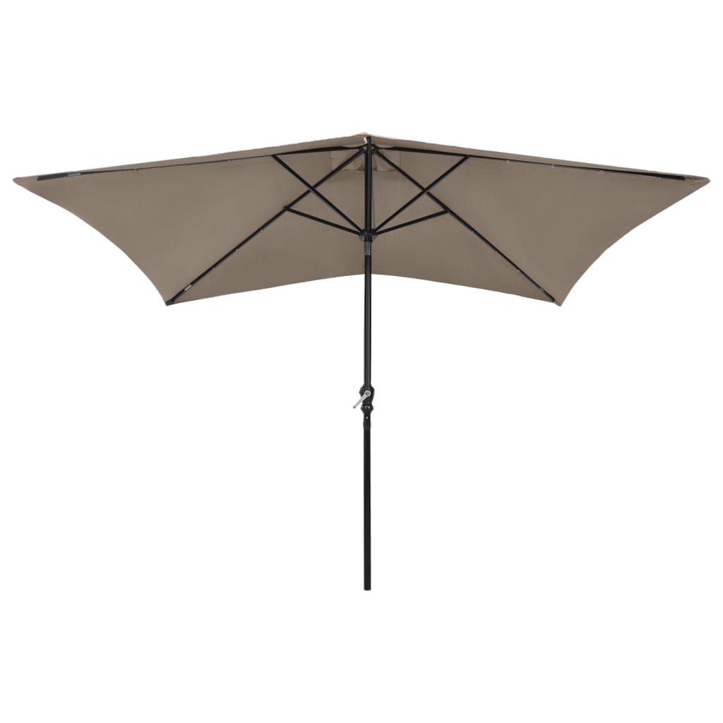 Parasol vidaxl avec LED et poteau en acier 2x3 m taupe
