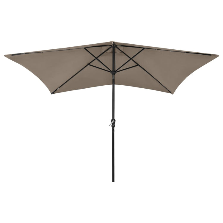 Parasol vidaxl avec LED et poteau en acier 2x3 m taupe