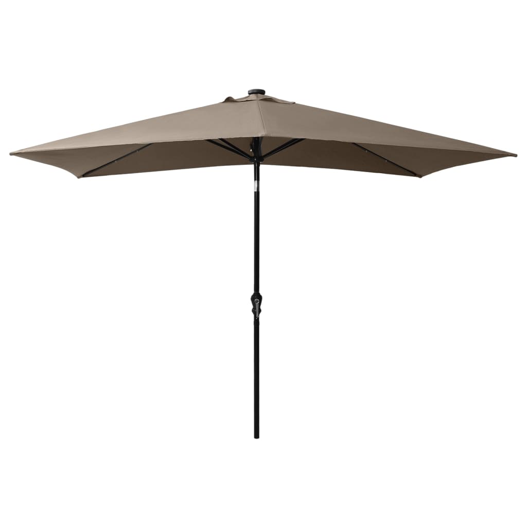 Parasol vidaxl avec LED et poteau en acier 2x3 m taupe