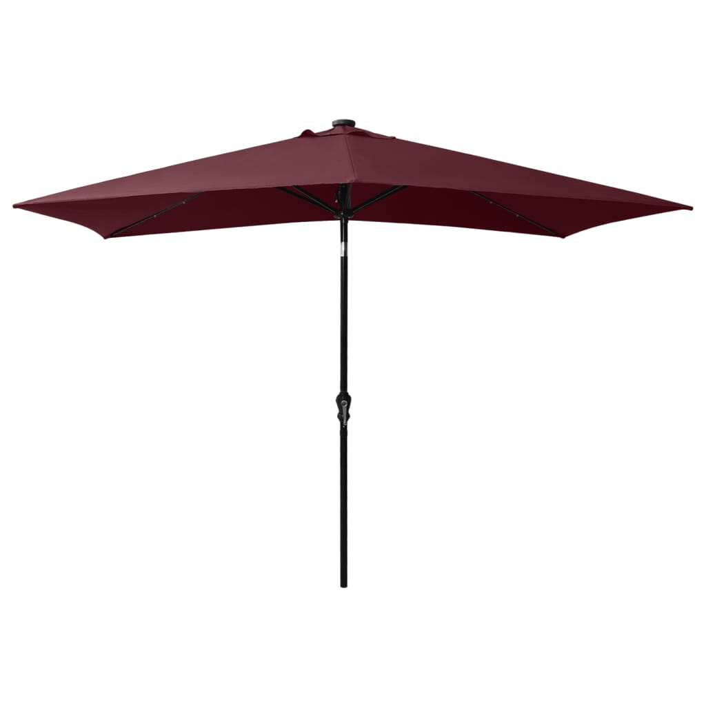Parasol vidaxl avec LED et poteau en acier 2x3 m Bordeaux rouge