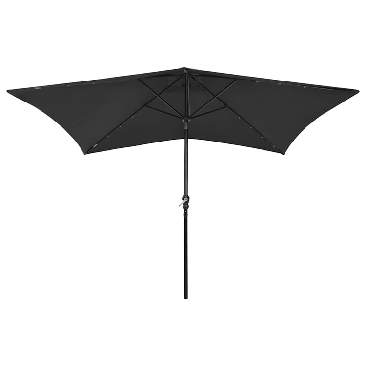 Parasol vidaxl avec LED et poteau en acier 2x3 m vert