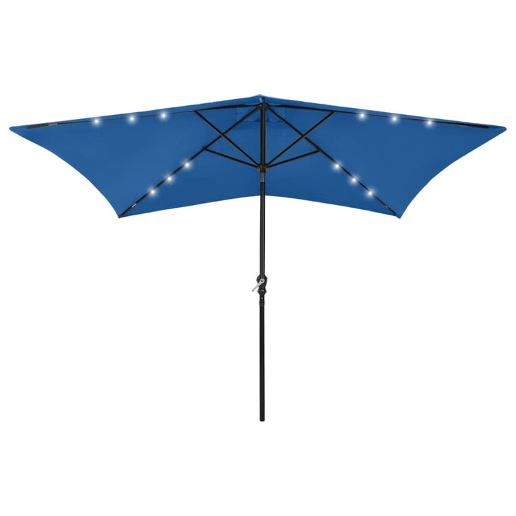 Parasol vidaxl avec LED et poteau en acier 2x3 m azure bleu