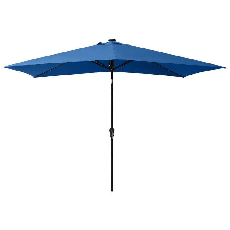 Parasol vidaxl avec LED et poteau en acier 2x3 m azure bleu