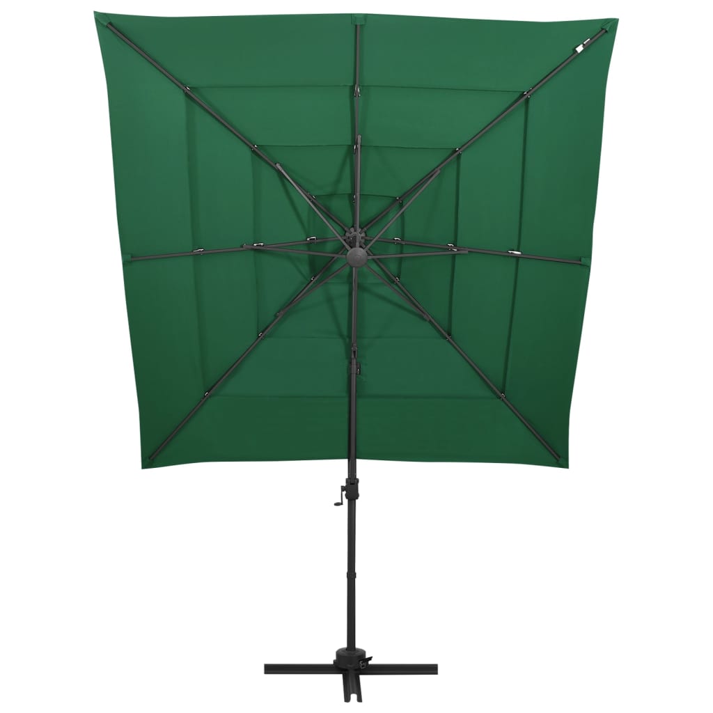 Vidaxl parasol 4 couches avec poteau en aluminium 250x250 cm vert