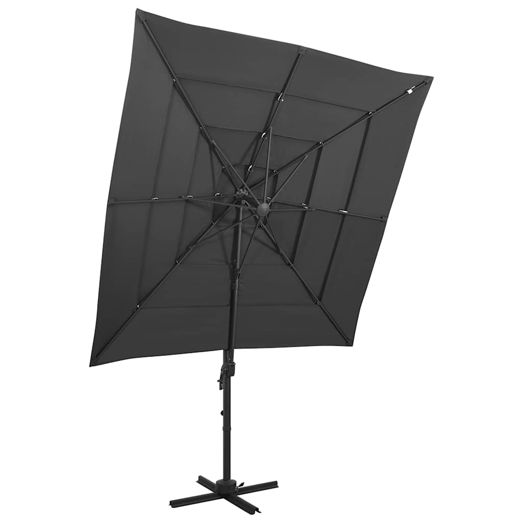 Vidaxl parasol 4 couches avec poteau en aluminium 250x250 cm de couleur anthracite