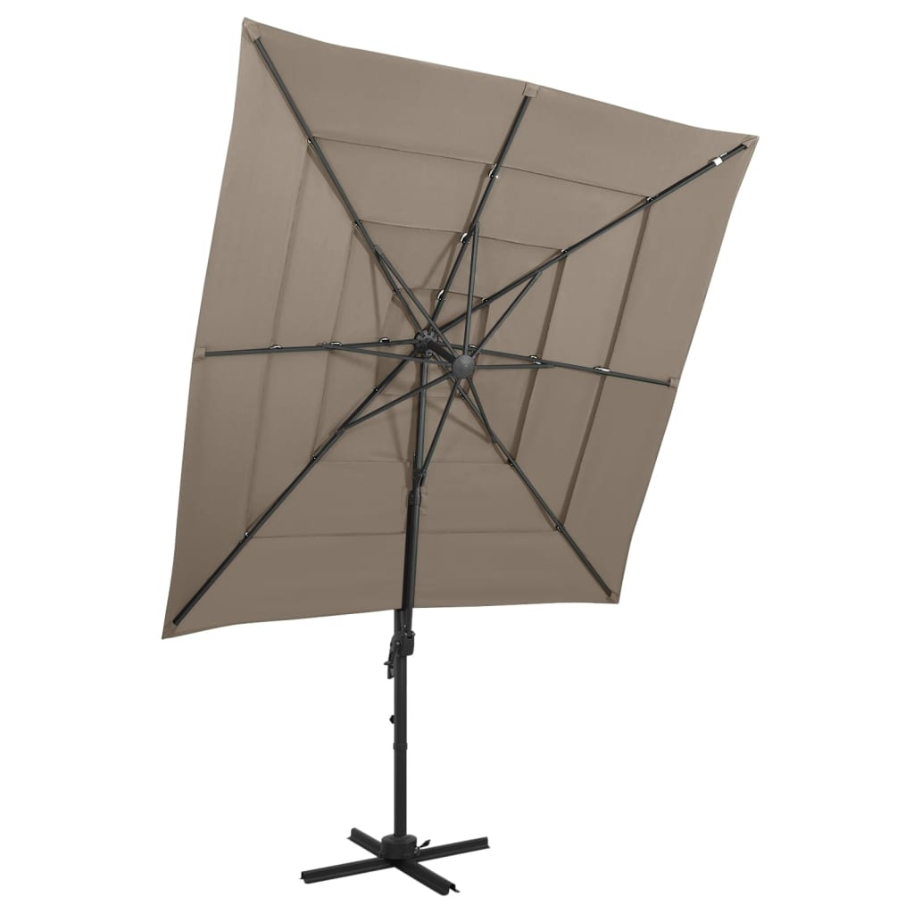 Vidaxl parasol 4 couches avec poteau en aluminium 250x250 cm taupe