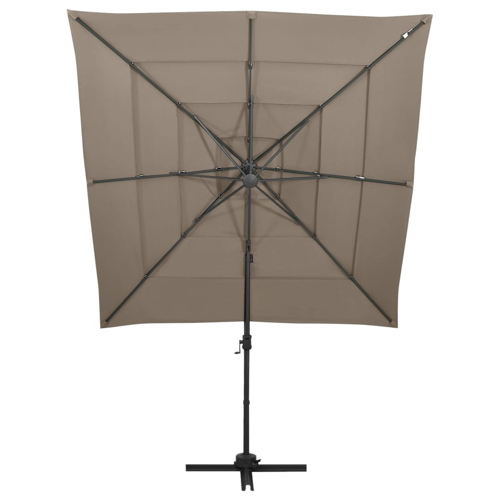 Vidaxl parasol 4 couches avec poteau en aluminium 250x250 cm taupe