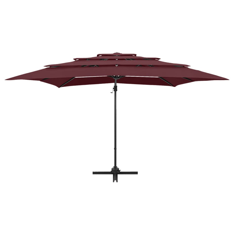 Vidaxl parasol 4 couches avec poteau en aluminium 250x250 cm rouge borgogne
