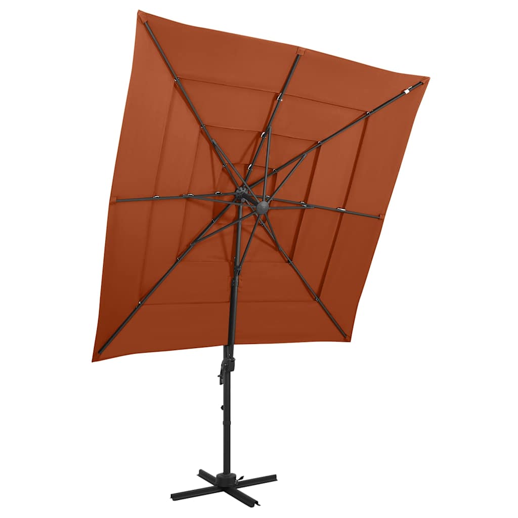 Vidaxl parasol 4 couches avec poteau en aluminium 250x250 cm en terre cuite