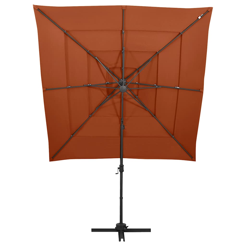 Vidaxl parasol 4 couches avec poteau en aluminium 250x250 cm en terre cuite