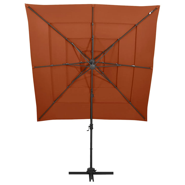 Vidaxl parasol 4 couches avec poteau en aluminium 250x250 cm en terre cuite