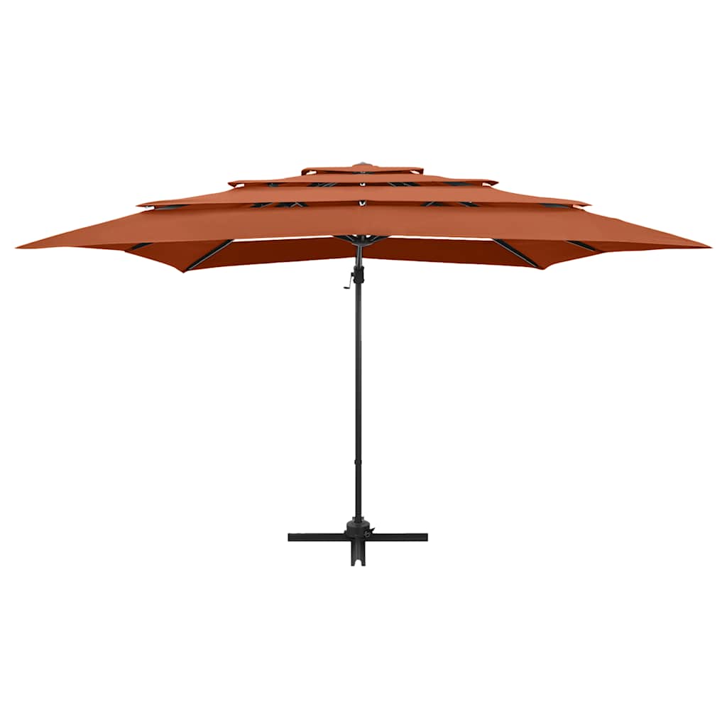 Vidaxl parasol 4 couches avec poteau en aluminium 250x250 cm en terre cuite
