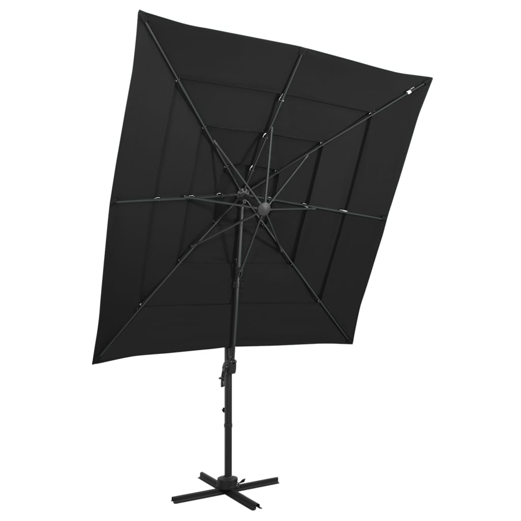 Vidaxl parasol 4 couches avec poteau en aluminium 250x250 cm noir