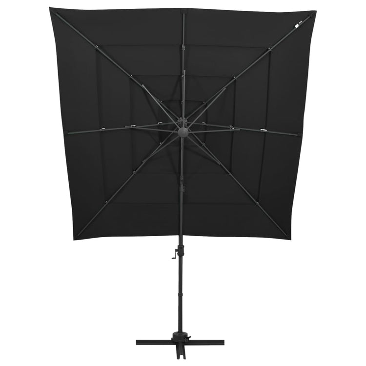 Vidaxl parasol 4 couches avec poteau en aluminium 250x250 cm noir